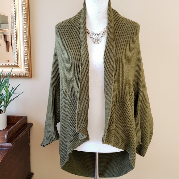 Zara Sweaters - Zara Knit Cocoon Ribbed Knit Olive Green Cardigan